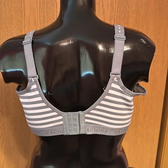 Cacique Gray & White Striped Bra - Picture 2 of 3